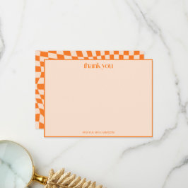 Orange Modern Retro Graduation 2026 Checker Dankeskarte