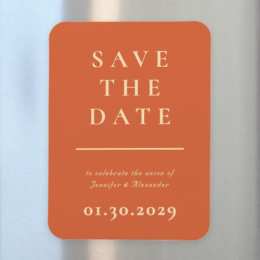 Orange Modern Save the Date Magnet