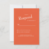 Orange Modern Schriftart White Text Wedding RSVP Karte (Vorderseite)