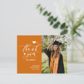 Orange Modern Script Simple Abschluss Vielen Dank Postkarte (Stehend Vorderseite)