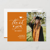 Orange Modern Script Simple Abschluss Vielen Dank Postkarte (Vorne/Hinten)
