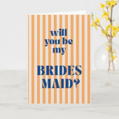 Orange Modern Stripe Bridesmaid Proposal Karte (Gelbe Blume)