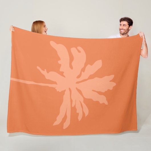 Orange Modern Summer Tropical Palm Tree Fleecedecke (Beispiel)