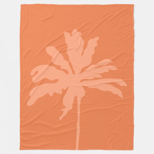Orange Modern Summer Tropical Palm Tree Fleecedecke (Vorderseite)