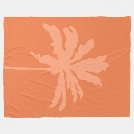 Orange Modern Summer Tropical Palm Tree Fleecedecke (Vorderseite (Horizontal))