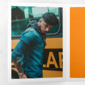 Orange Modern Textured Foto Abschluss Dreifach Gefaltete Einladung (Innen Erste Seite)
