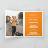 Orange Modern Textured Foto Abschluss Einladung (Innenseite)