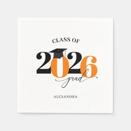 Orange Modern Typografy Class of 2025 Graduate Serviette (Vorderseite)