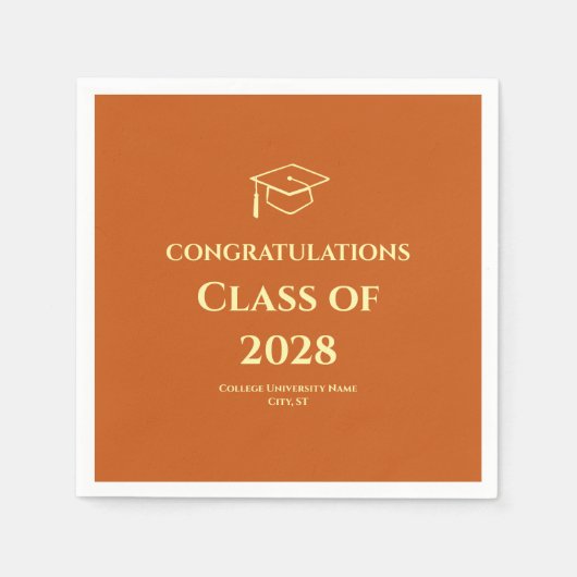 Orange Moderne Abschlussfeier Gratulationsparty Serviette (Vorderseite)