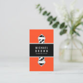 Orange Moderne Barber Pole Männer Haarstyling Visitenkarte (Stehend Vorderseite)