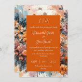 orange Moderne Blumenhochzeit Einladung (Vorne/Hinten)
