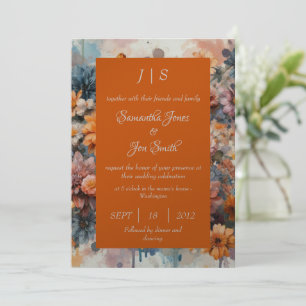 orange Moderne Blumenhochzeit Einladung