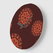 Orange, moderne, dekorative, geometrische Blumen Große Wanduhr (Winkel)
