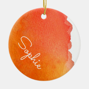 Orange moderne, einfache Aquarellfarbe Weihnachtsn Keramik Ornament