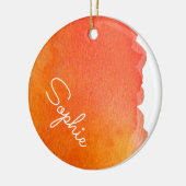 Orange moderne, einfache Aquarellfarbe Weihnachtsn Keramik Ornament (Links)