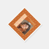 Orange moderne Foto-Abschlussfeier Serviette (Ecke)