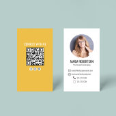 Orange Moderne Geschäft QR-Code Foto Visitenkarte
