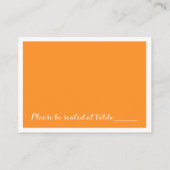 Orange Moderne Minimalistische Hochzeitsstipps-Pla Platzkarte (Rückseite)