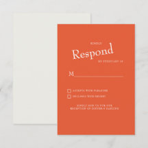 Orange Moderne Schrift Weiße Text Hochzeit RSVP