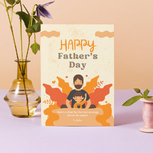 Orange Moderne Vater und Sohn Fröhlicher Vaterta Karte