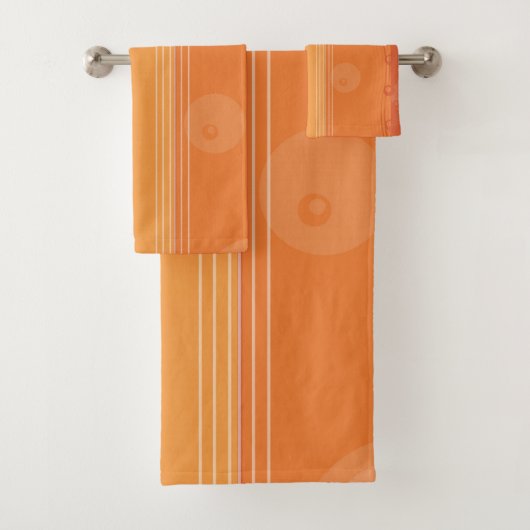 Orange Moderner Abstrakter Streifen Badhandtuch Set (Insitu)