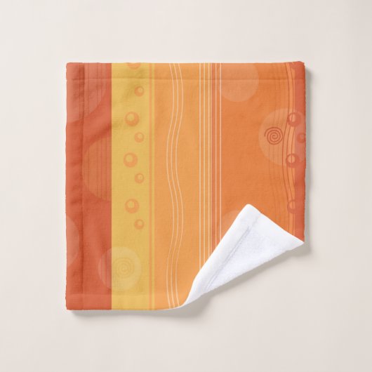 Orange Moderner Abstrakter Streifen Badhandtuch Set (Waschlappen)