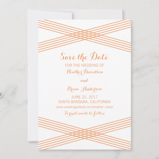 Orange Moderner Deko Save the Date einladen (Vorderseite)