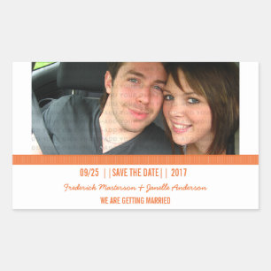 Orange Modernes Foto Save the Date Stickers
