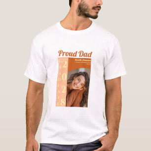Orange Modernes Foto Stolz Papa Abschluss T-Shirt