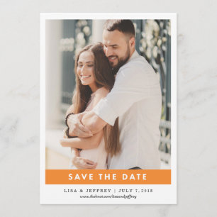 Orange Modernes Liebe Color Foto Save the Date