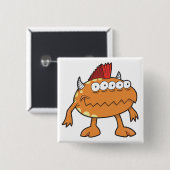 orange Mohawk-Monster viele Augen Button (Vorne & Hinten)
