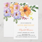 Orange Mohn Florale Grün Geburtstag Einladung (Vorne/Hinten)
