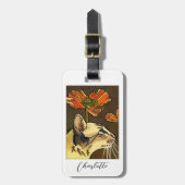 Orange Mohn Oriental Cat Custom Gepäckanhänger (Vorderseite vertikal)