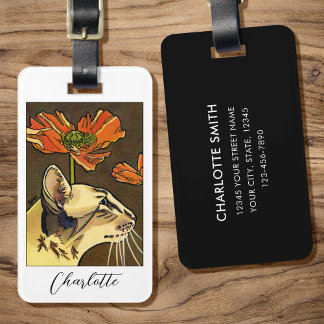 Orange Mohn Oriental Cat Custom Gepäckanhänger