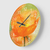 Orange Mohnblume Große Wanduhr (Winkel)