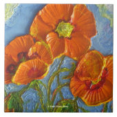 Orange Mohnblumen-Fliese Fliese (Vorderseite)