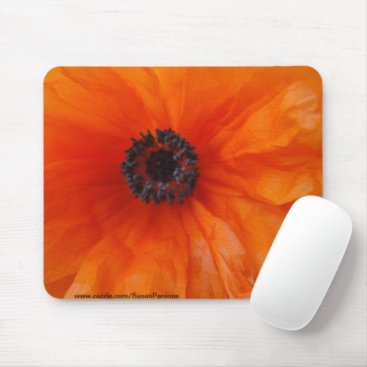 Orange Mohnblumen-Makro Mousepad (Mit Mouse)