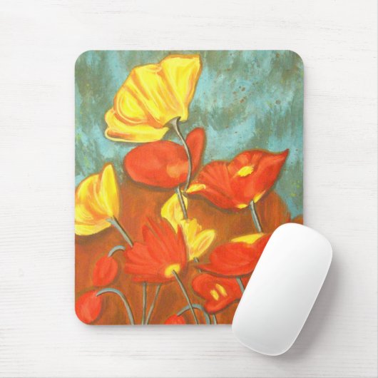 Orange Mohnblumen Mousepad (Mit Mouse)
