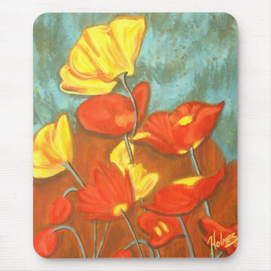Orange Mohnblumen Mousepad (Vorne)