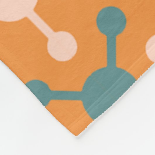 Orange Molecule Form Geometrisches Retro-Muster Fleecedecke (Ecke)