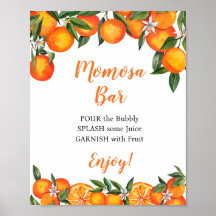 Orange Momosa Bar Baby Dusche Trinkzeichen