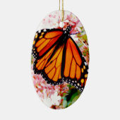 Orange Monarch auf rosa Blume Keramik Ornament (Rechts)