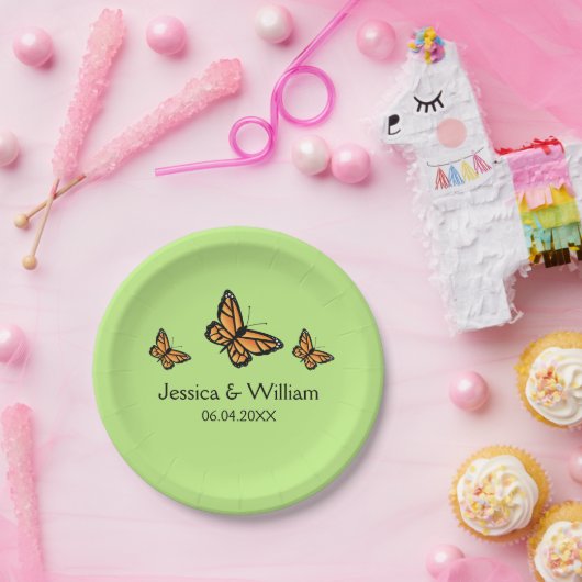 Orange Monarch Butterflies Hochzeit Pappteller (Party)