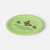 Orange Monarch Butterflies Hochzeit Pappteller (Schrägansicht)