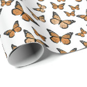 Orange Monarch Butterflies Pattern Geschenkpapier (Rolleneckpunkt)