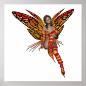 Orange Monarch Butterfly 3D Pixie - Fairy 1 Poster (Vorne)
