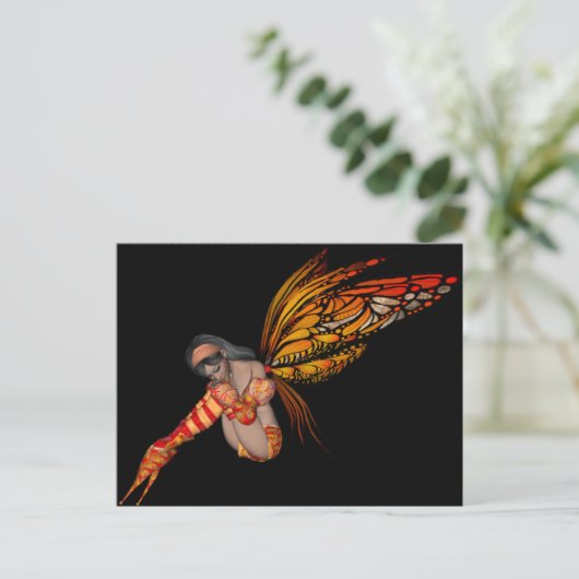 Orange Monarch Butterfly 3D Pixie - Fairy 2 Postkarte (Stehend Vorderseite)