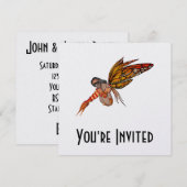 Orange Monarch Butterfly 3D Pixie - Fliege 2 Einladung (Vorne/Hinten)