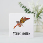 Orange Monarch Butterfly 3D Pixie - Fliege 2 Einladung (Stehend Vorderseite)