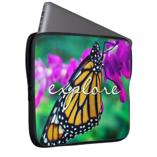 Orange Monarch Butterfly Entdecken Sie Script Mode Laptopschutzhülle (Vorne Rechts)